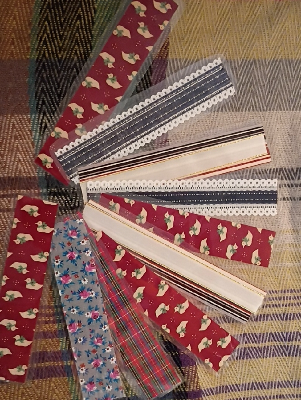 Free Mixed Pattern Fabric Ribbon Bookmarks Bundle - Handmade - Picture 2 of 5